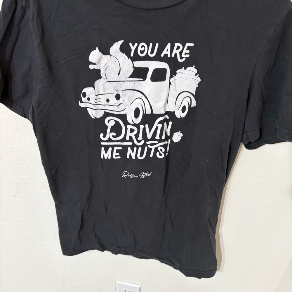 District Black Ladies Tee with Fun Truck Graphic